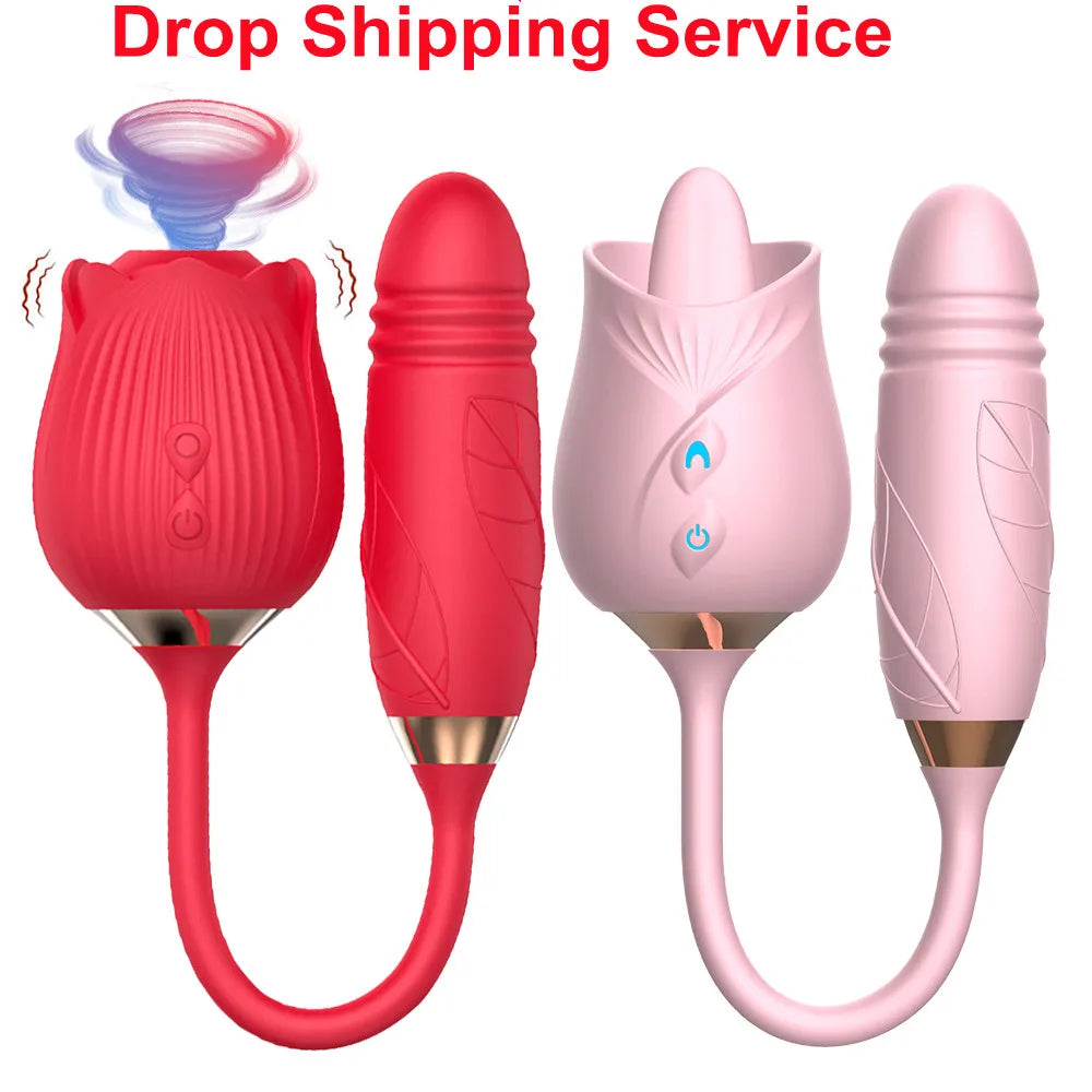 Rose G-spot Vibrator - 10 Speed Clit & Nipple Suction