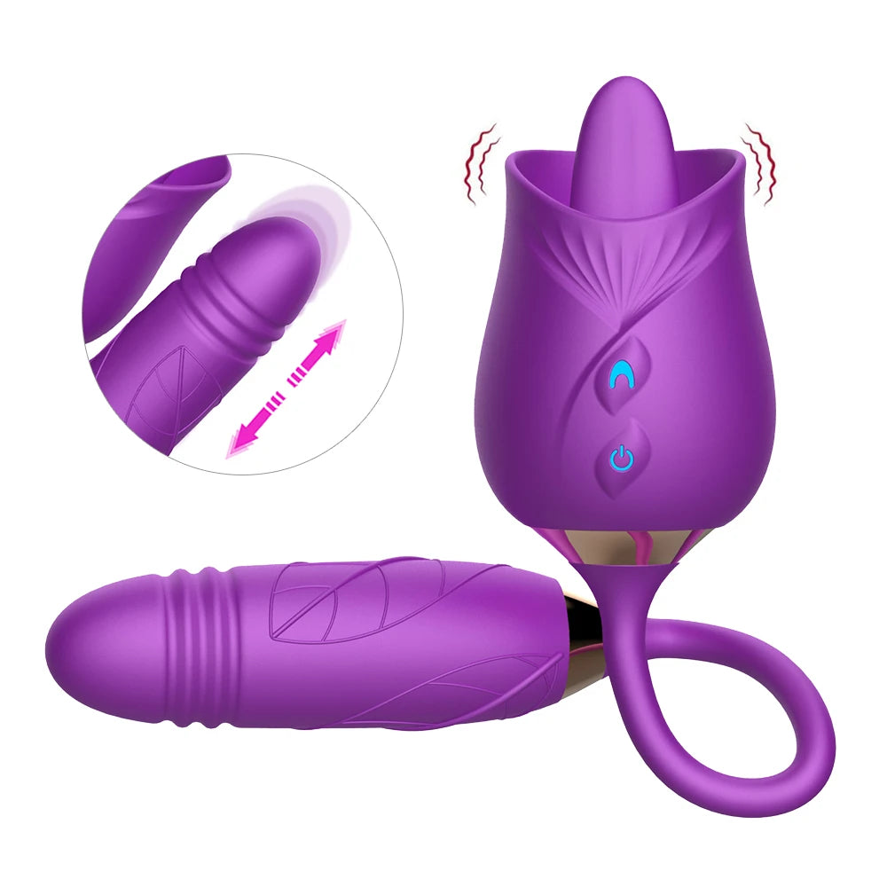 Rose G-spot Vibrator - 10 Speed Clit & Nipple Suction